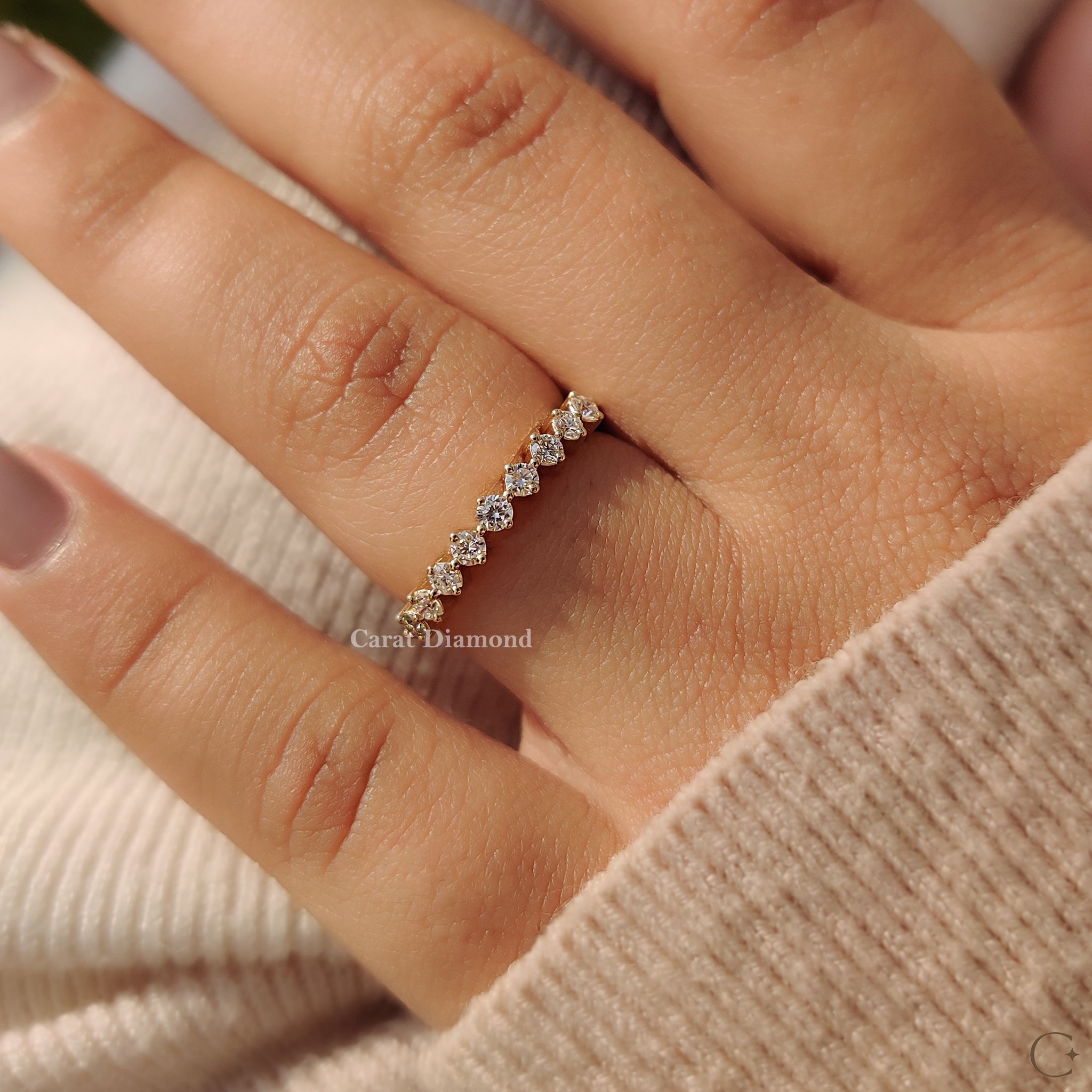 Minimalist Round Cut Lab Grown Diamond Band