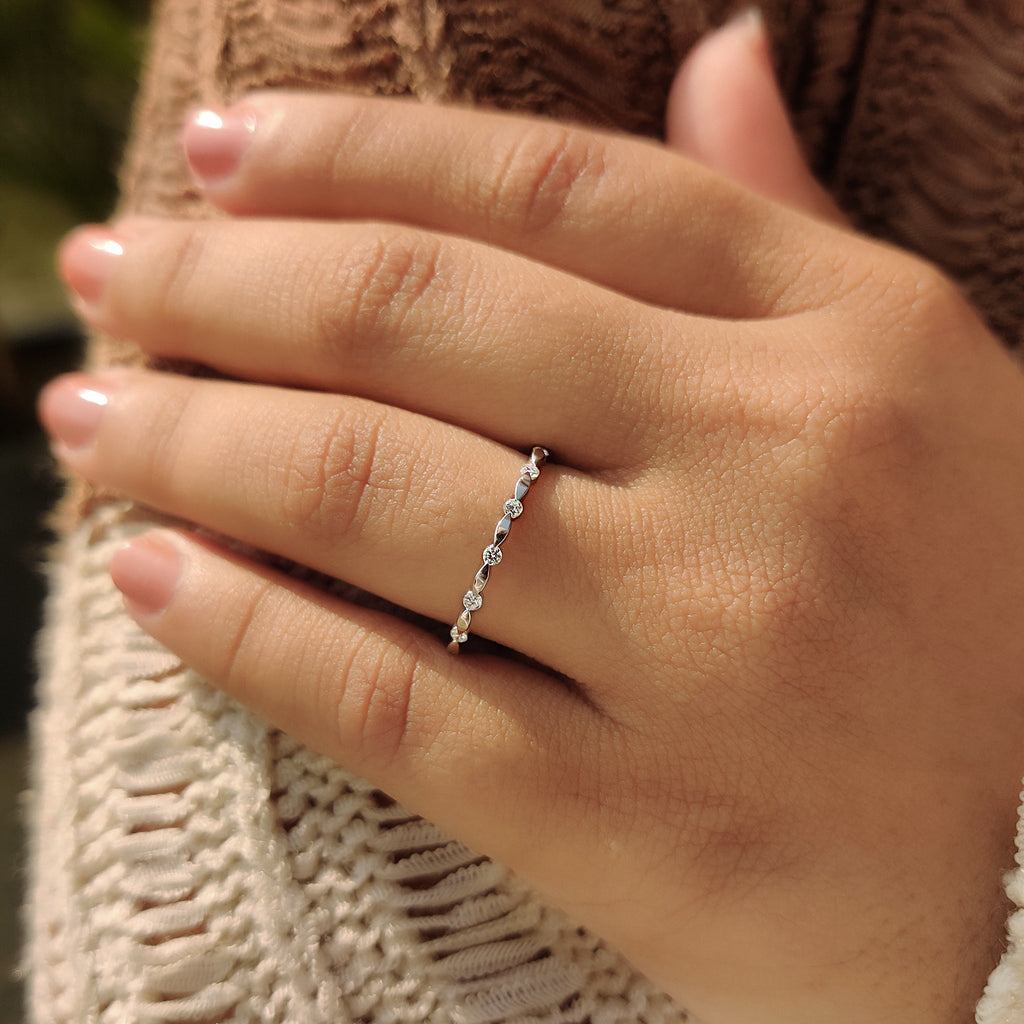 Stackable Round Cut White Gold Diamond Wedding Band