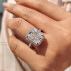 Radiant Cut Moissanite Ring in Cathedral Setting Style
