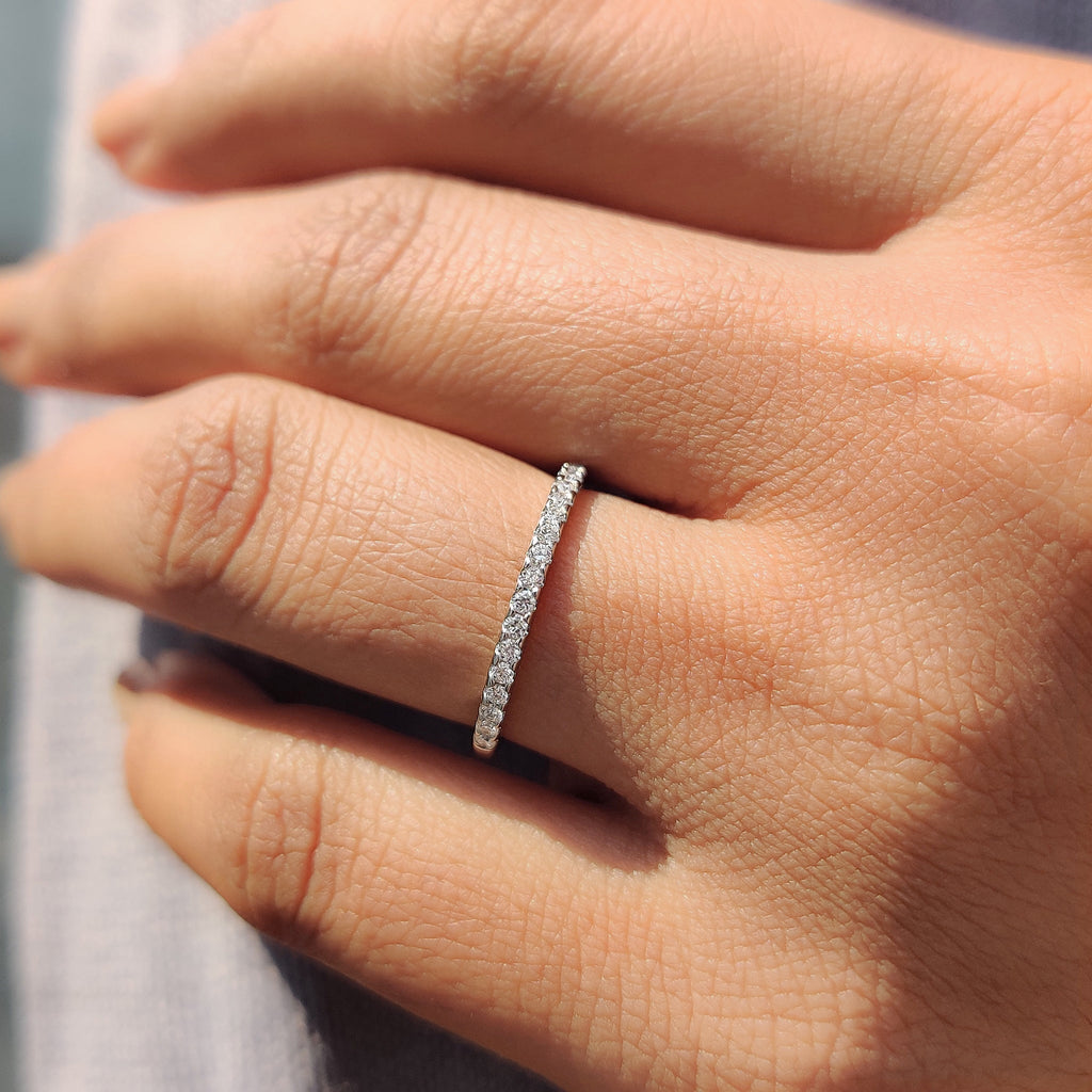 Round Cut Wedding Band In Half Eternity Style
