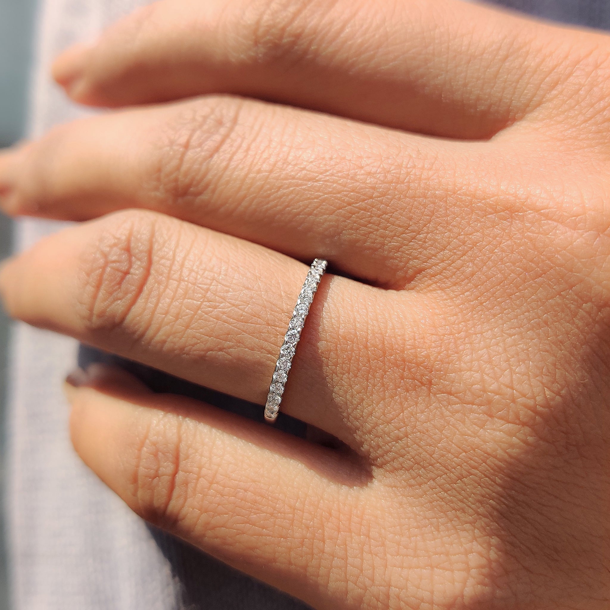 Round Cut Wedding Band In Half Eternity Style