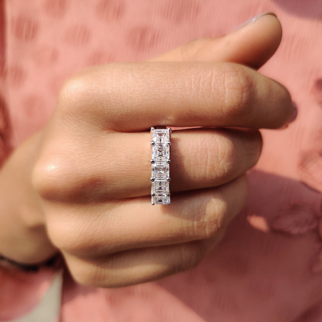 Asscher Cut 5 Stone Wedding Band