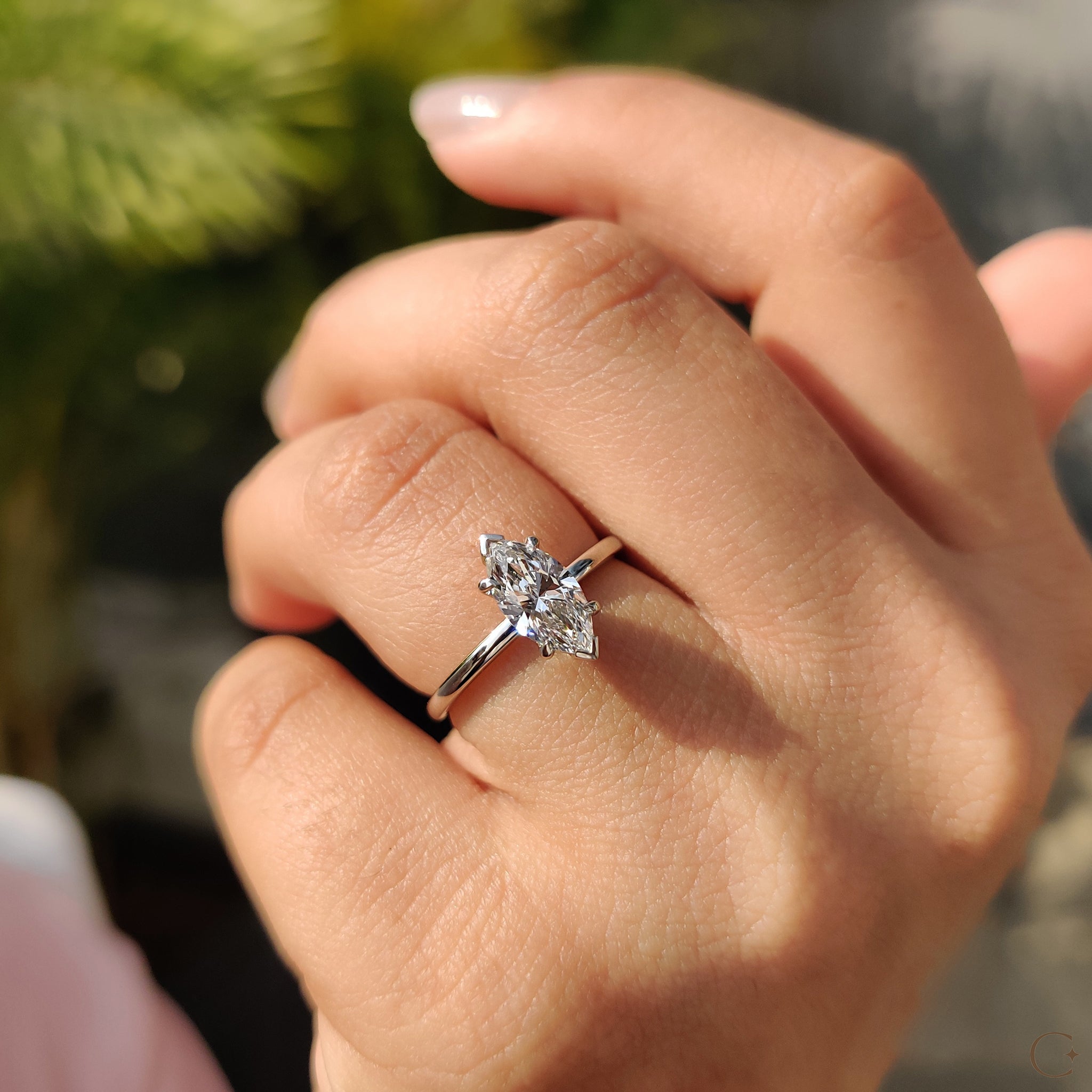 Marquise Cut Diamond Ring In Solitaire Setting