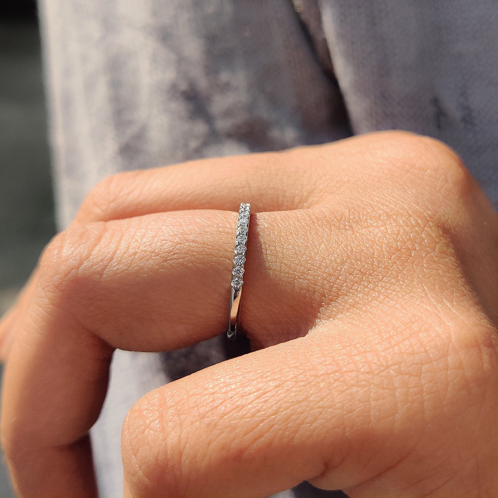 Round Cut Wedding Band In Half Eternity Style