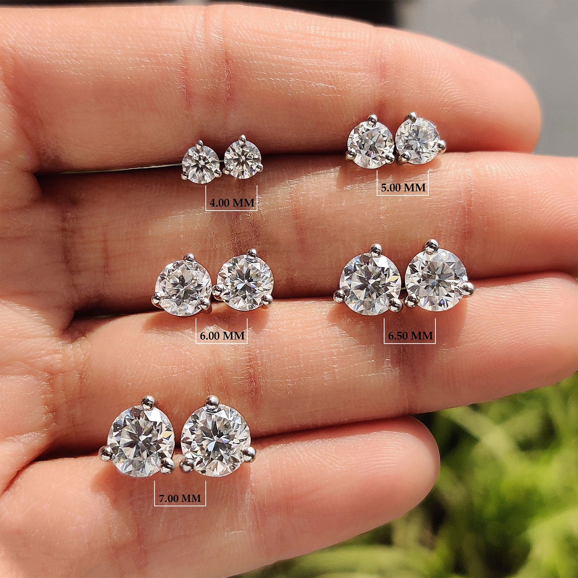 Round Cut Moissanite Stud Earrings