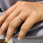 Black Moissanite Wedding Band With Open Gap Look