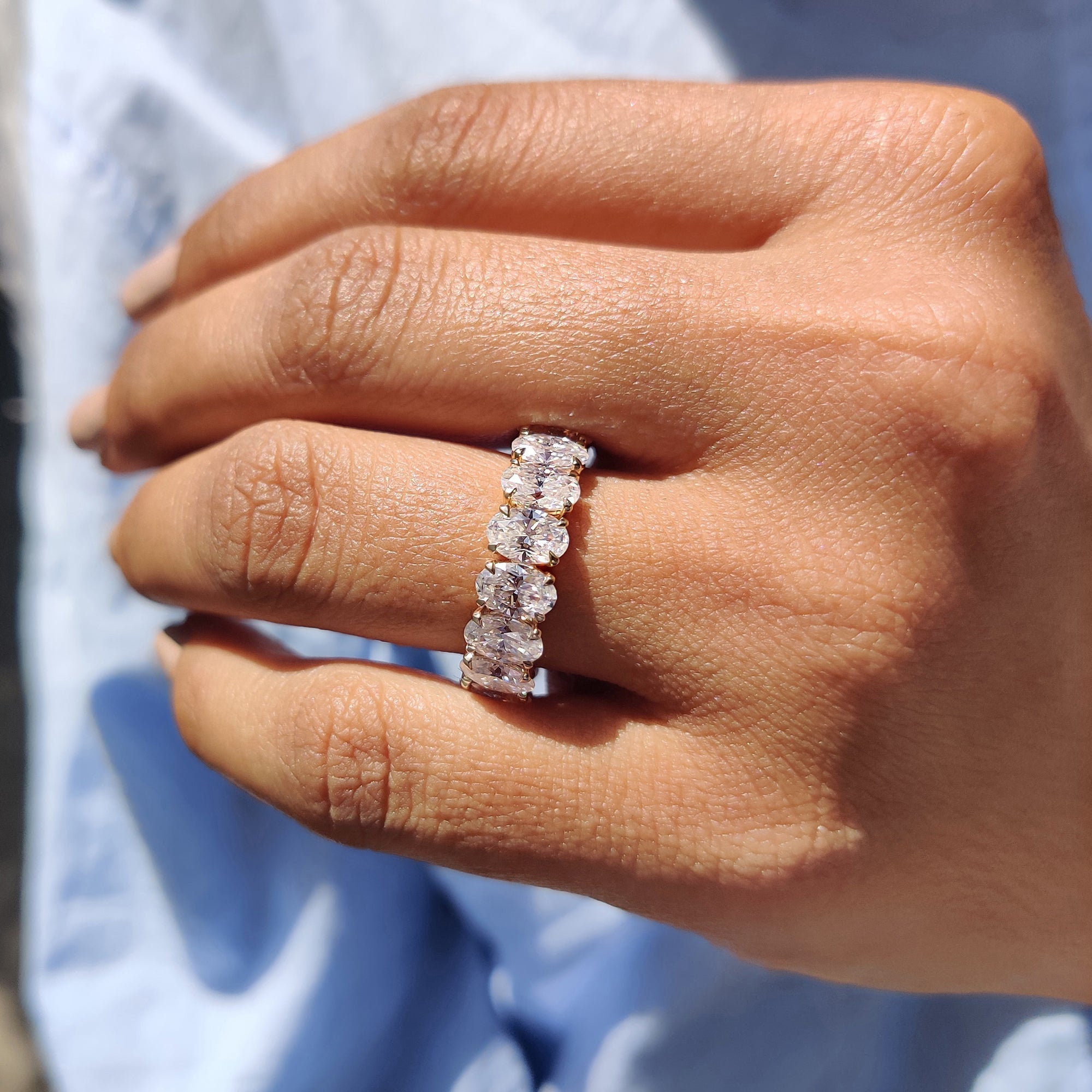 Full Eternity Oval Cut Moissanite Wedding Band