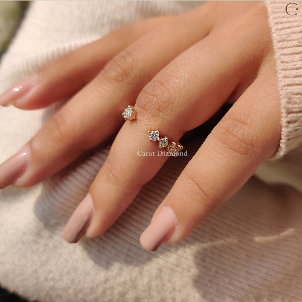 Round Diamond Wedding Band In Open Gap Style