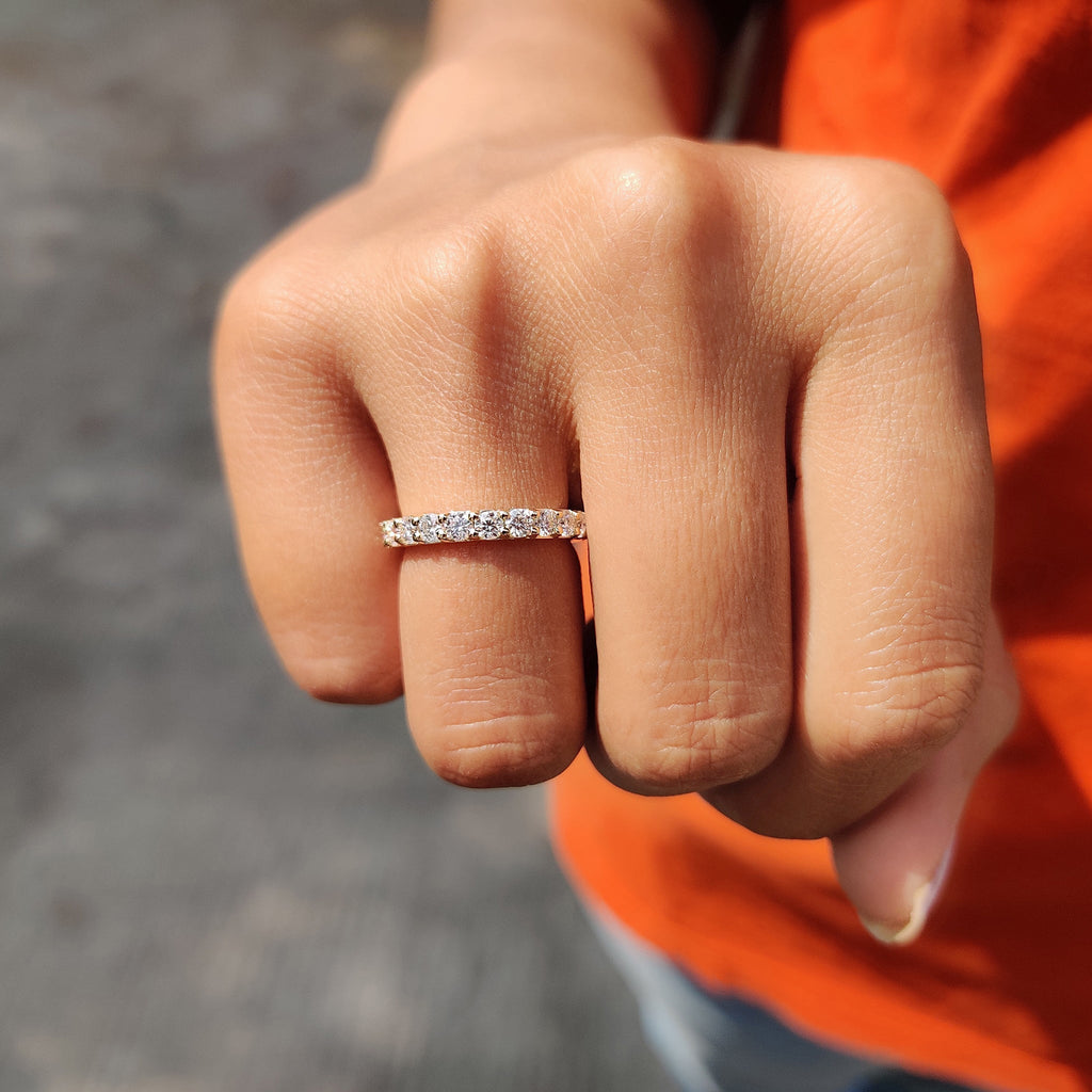Round Cut Wedding Band in Full Eternity Design