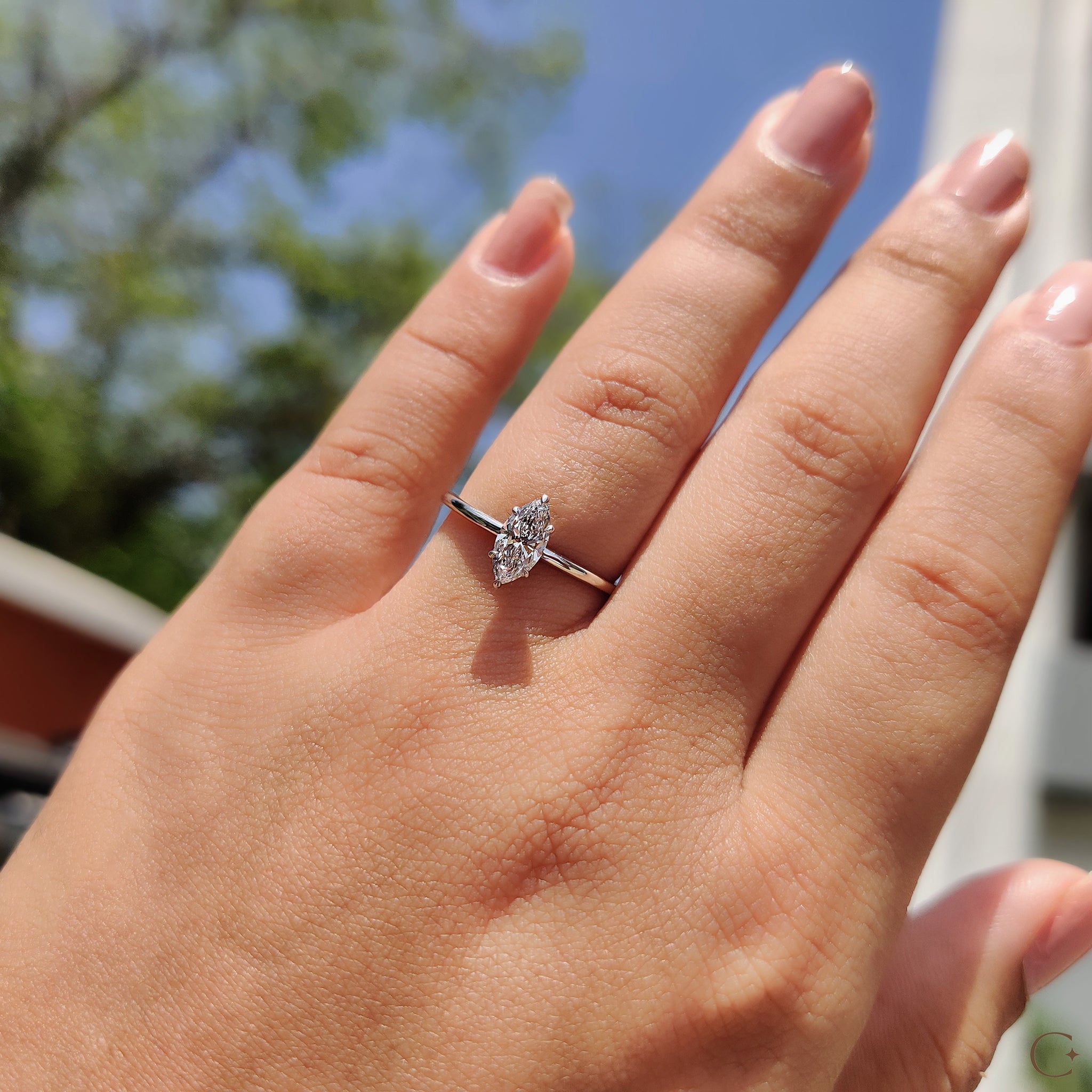 Marquise Diamond Engagement Ring In Solitaire Style Secondary image
