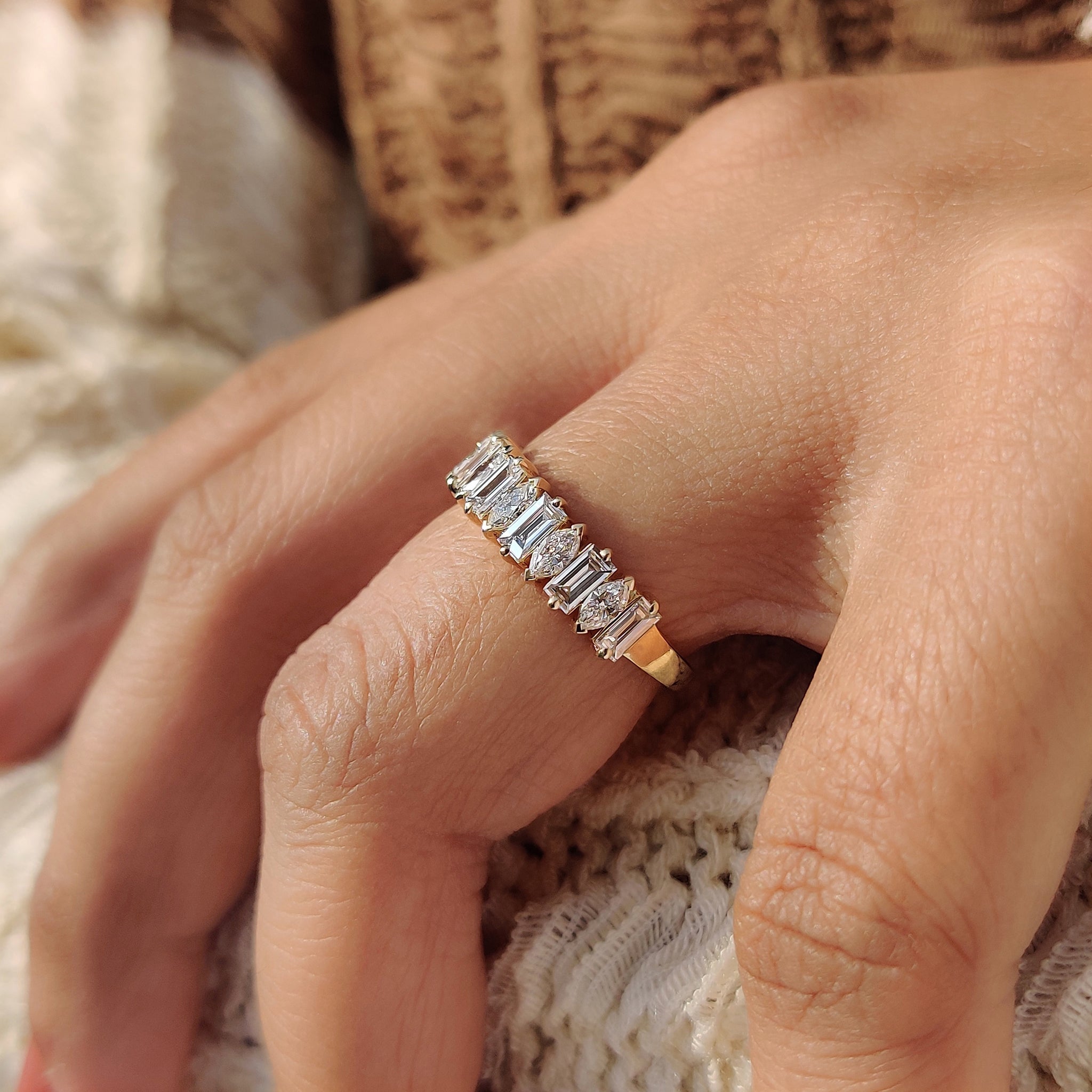 Half Eternity Marquise And Baguette Wedding Band
