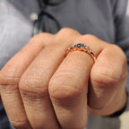 Cyan Blue Round Cut 5 Stone Engagement Ring