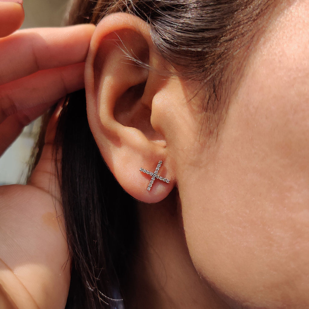 Round Cut X Shaped Moissanite Earrings
