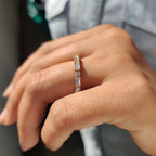 Baguette And Round Wedding Band In Milgrain Setting