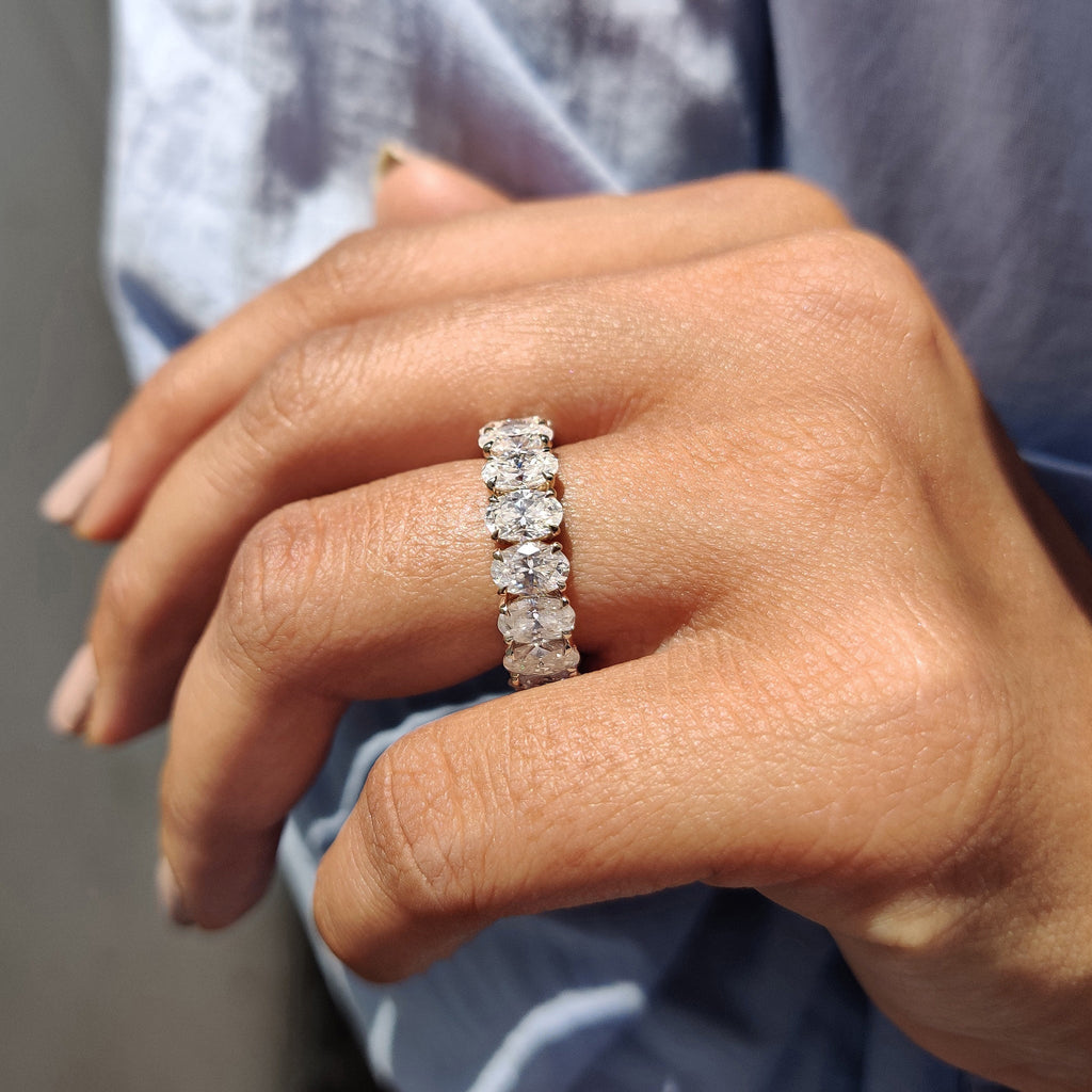 Full Eternity Oval Cut Moissanite Wedding Band