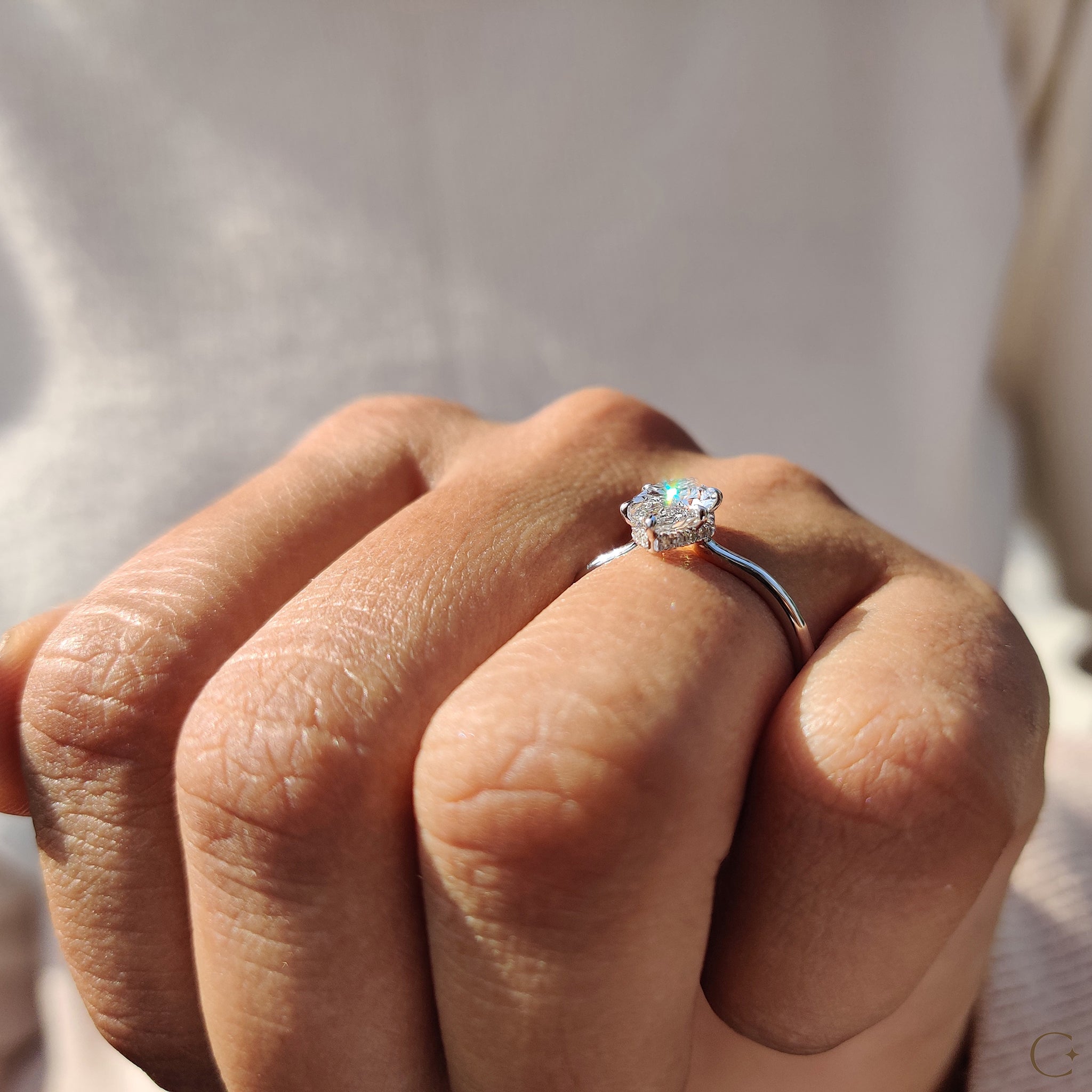 Marquise Cut Engagement Ring with Open Gallery Design
