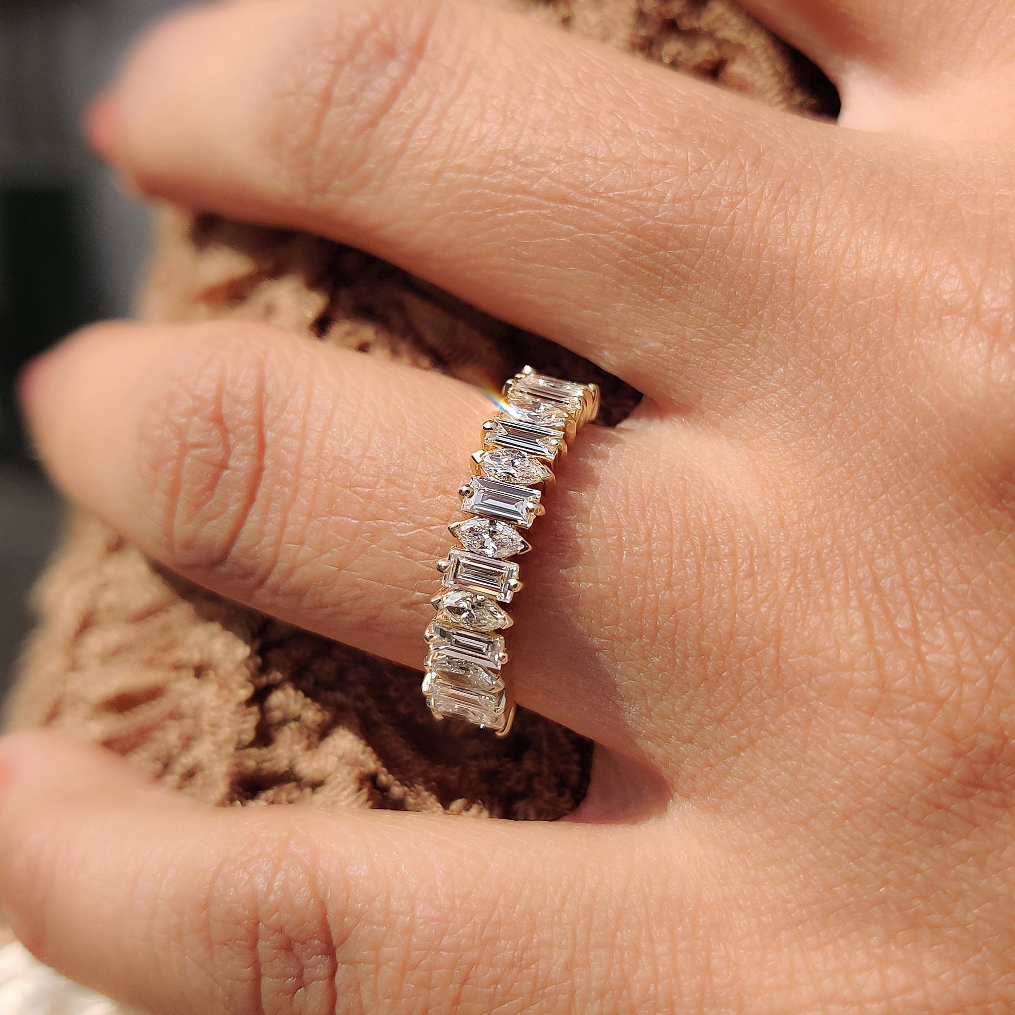Half Eternity Marquise And Baguette Wedding Band