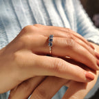 Royal Dark Blue Stone French Cut Half Eternity Wedding Band