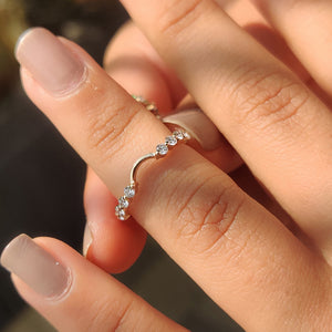 Stackable Wedding Band With Round Diamond Curved Design