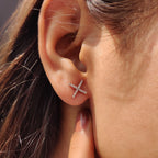 Round Cut X Shaped Moissanite Earrings