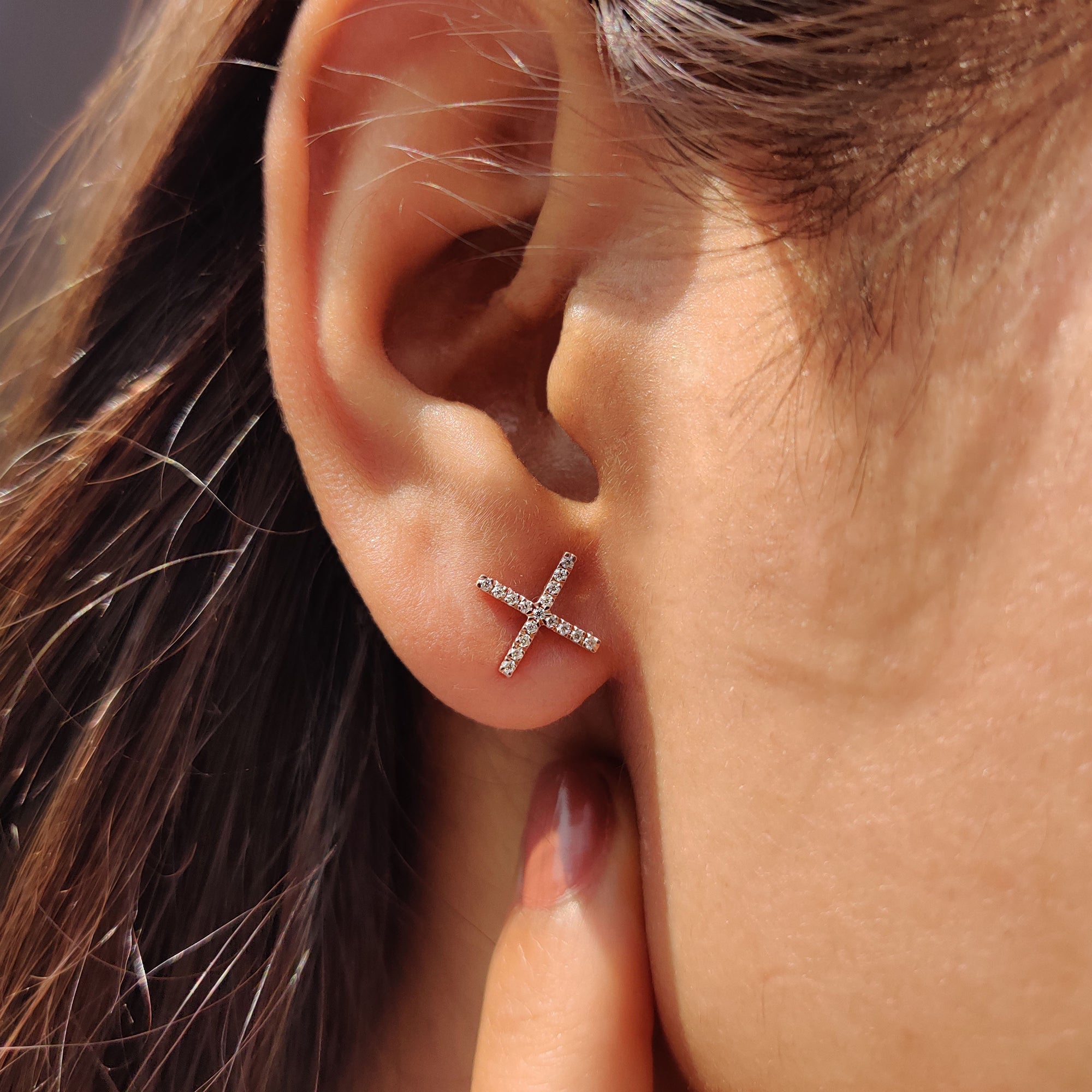 Round Cut X Shaped Moissanite Earrings