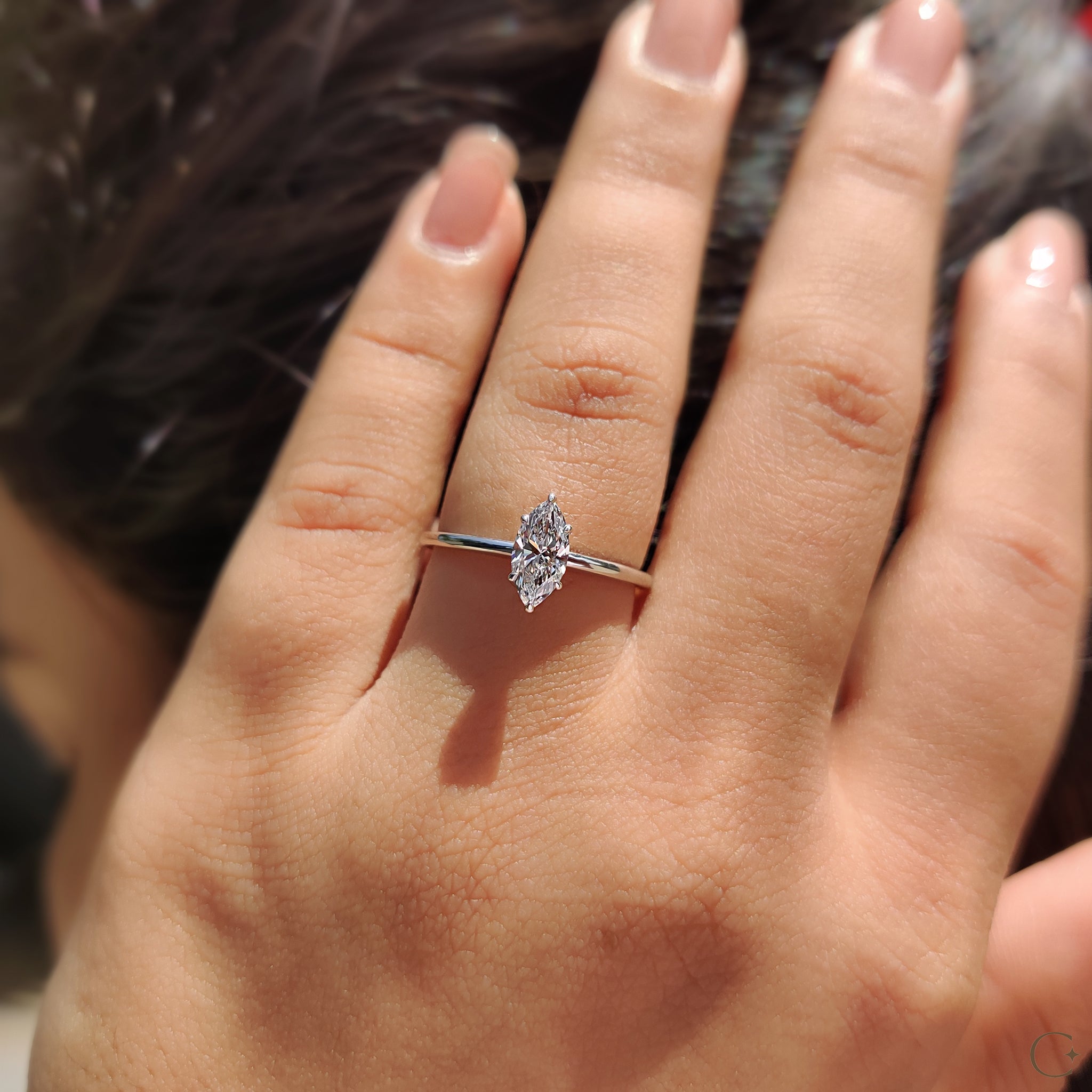 Marquise Diamond Engagement Ring In Solitaire Style