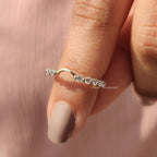 Stackable Wedding Band With Round Diamond Curved Design