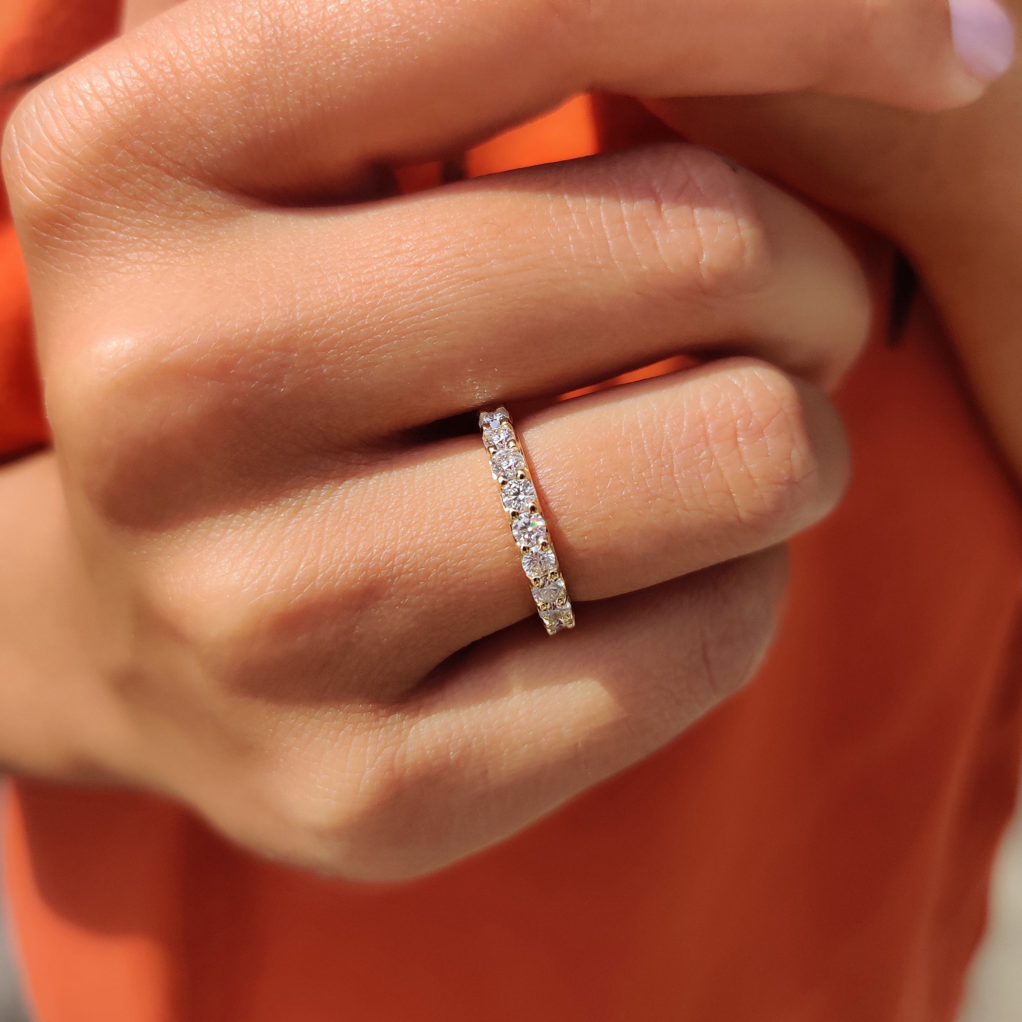 Round Cut Wedding Band in Full Eternity Design