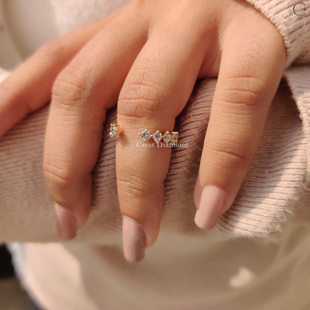 Round Diamond Wedding Band In Open Gap Style