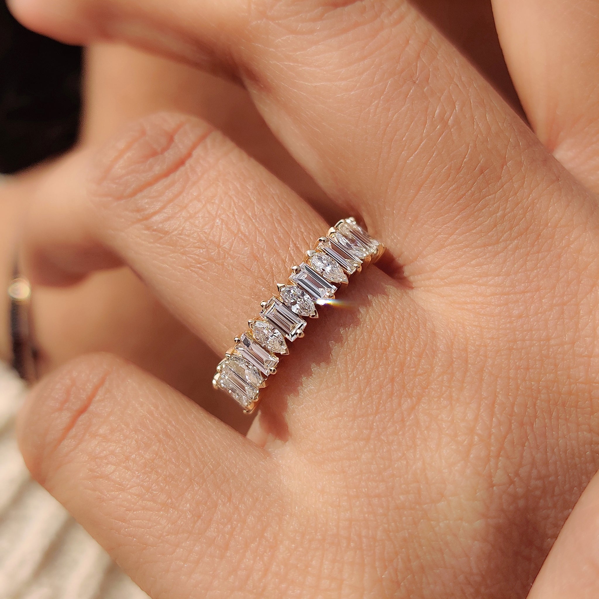 Half Eternity Marquise And Baguette Wedding Band Imagen principal del producto