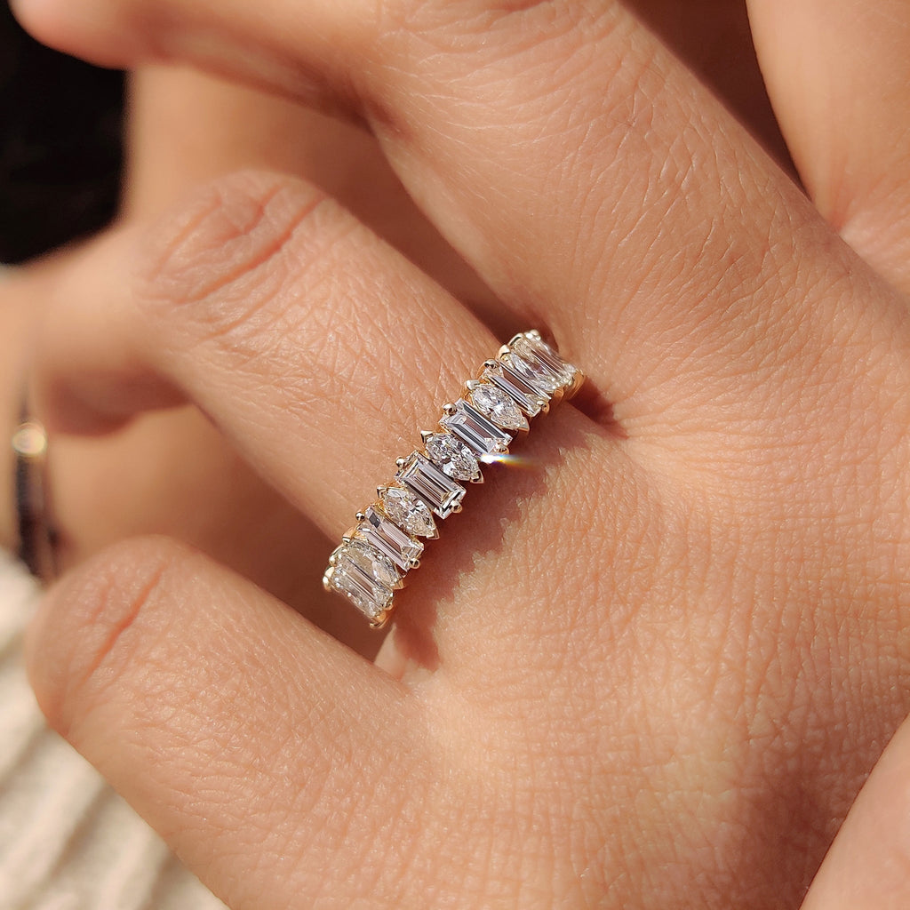 Half Eternity Marquise And Baguette Wedding Band