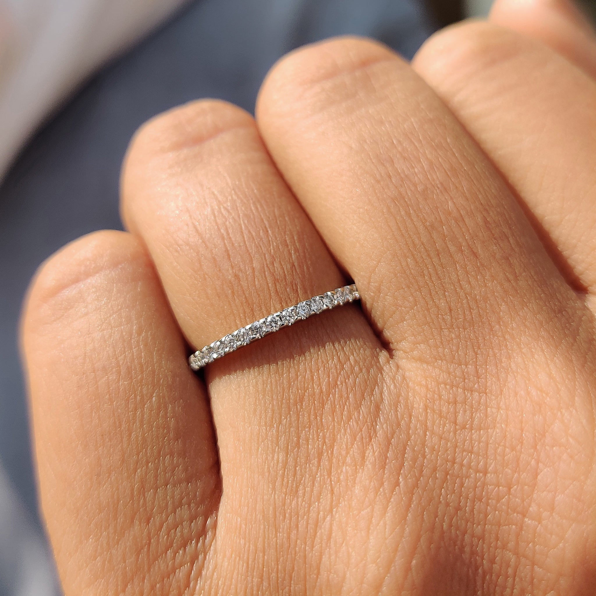 Round Cut Wedding Band In Half Eternity Style