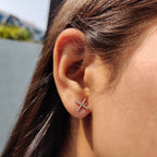 Round Cut X Shaped Moissanite Earrings