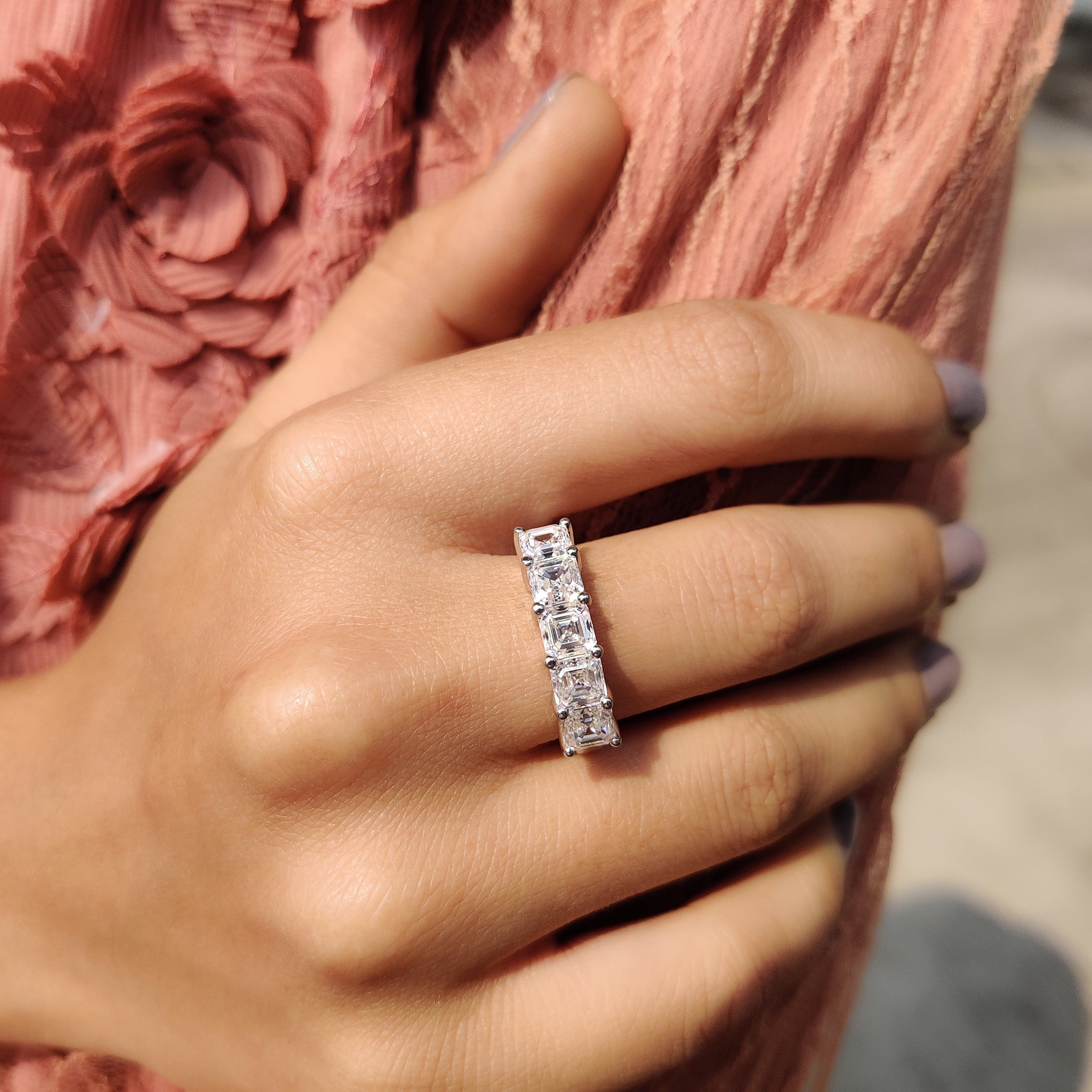 Asscher Cut 5 Stone Wedding Band Secondary image