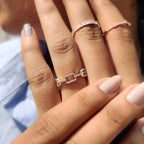 Round Cut Eternity Wedding Band In Round Cut Paper Clip Link Setting