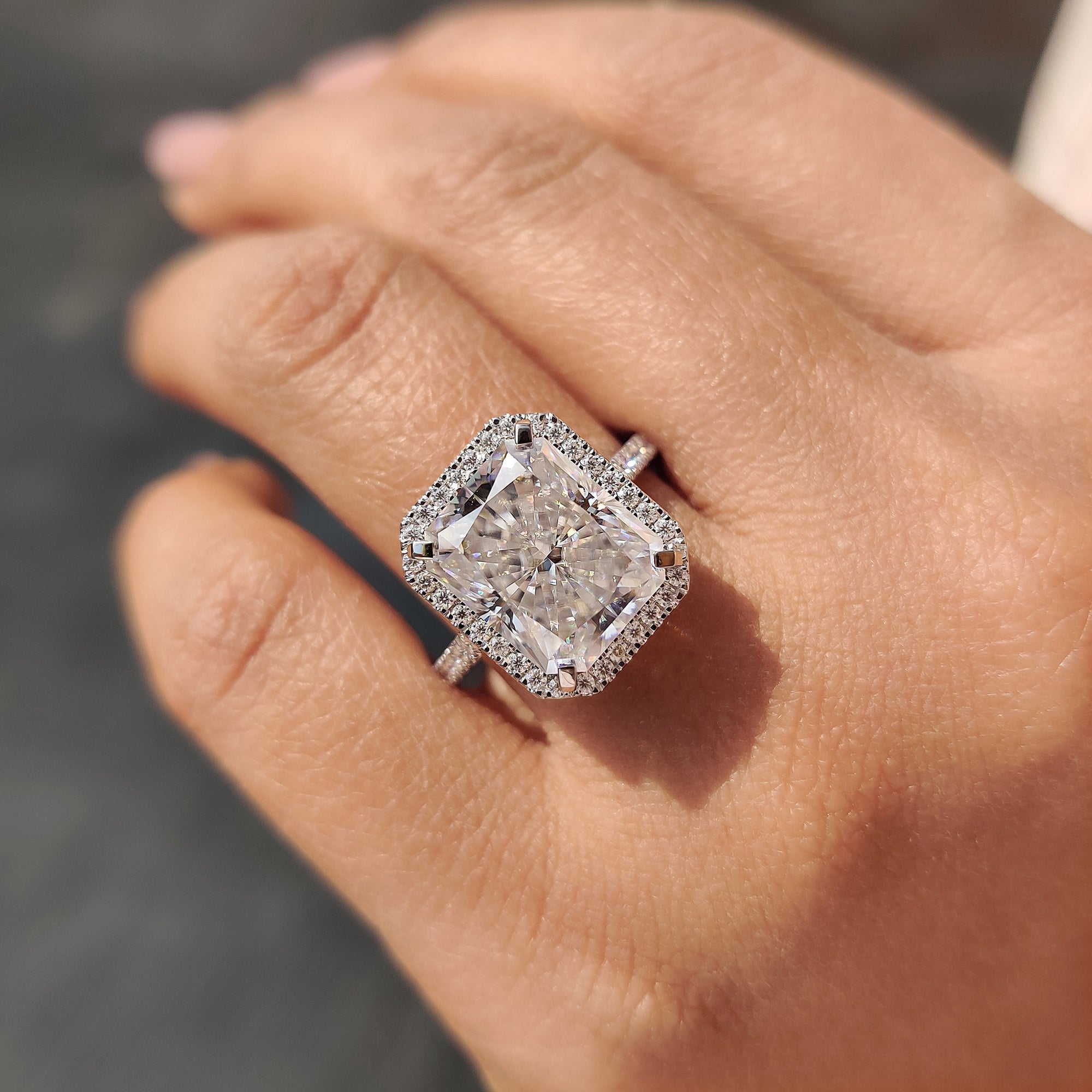 Radiant Cut Moissanite Ring in Cathedral Setting Style Secondary image