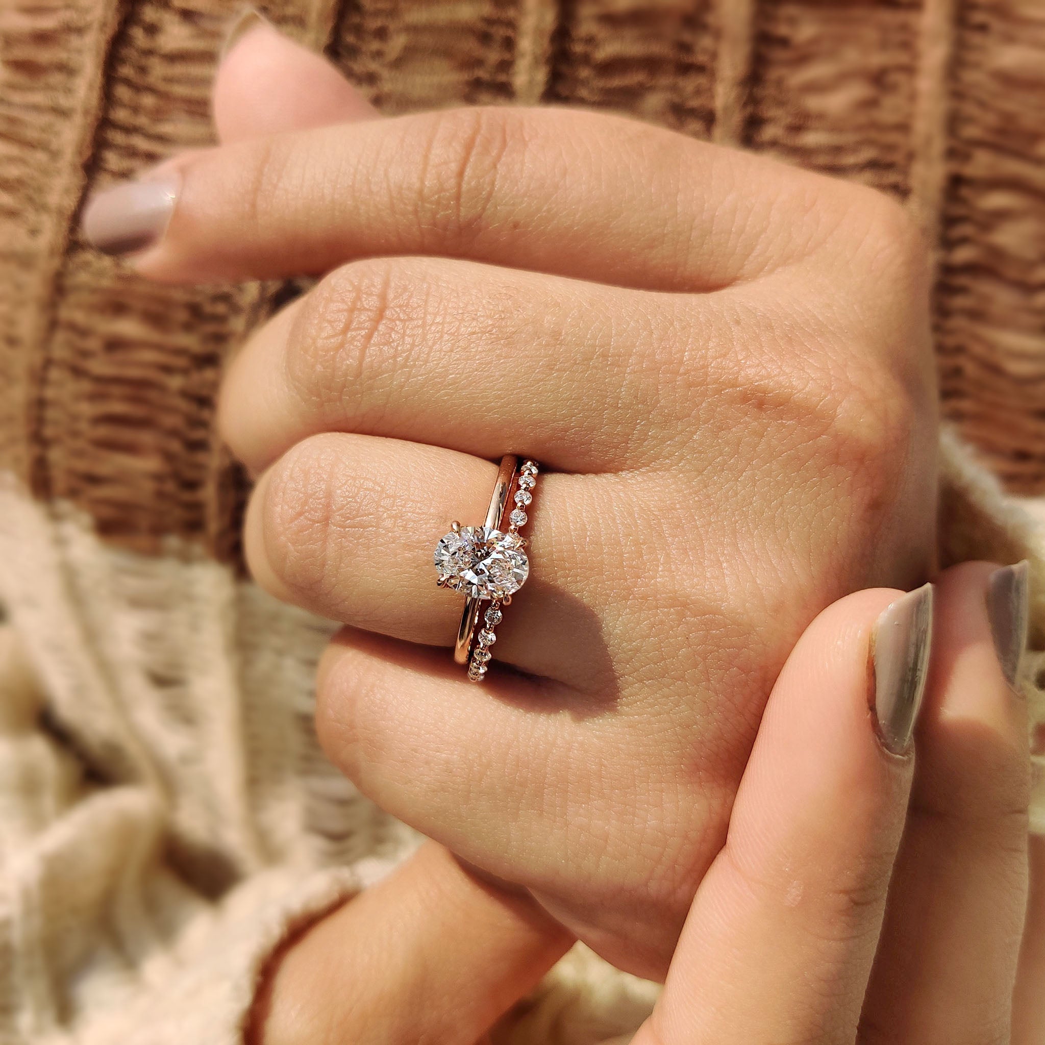Minimalist wedding band Featuring Round Cut