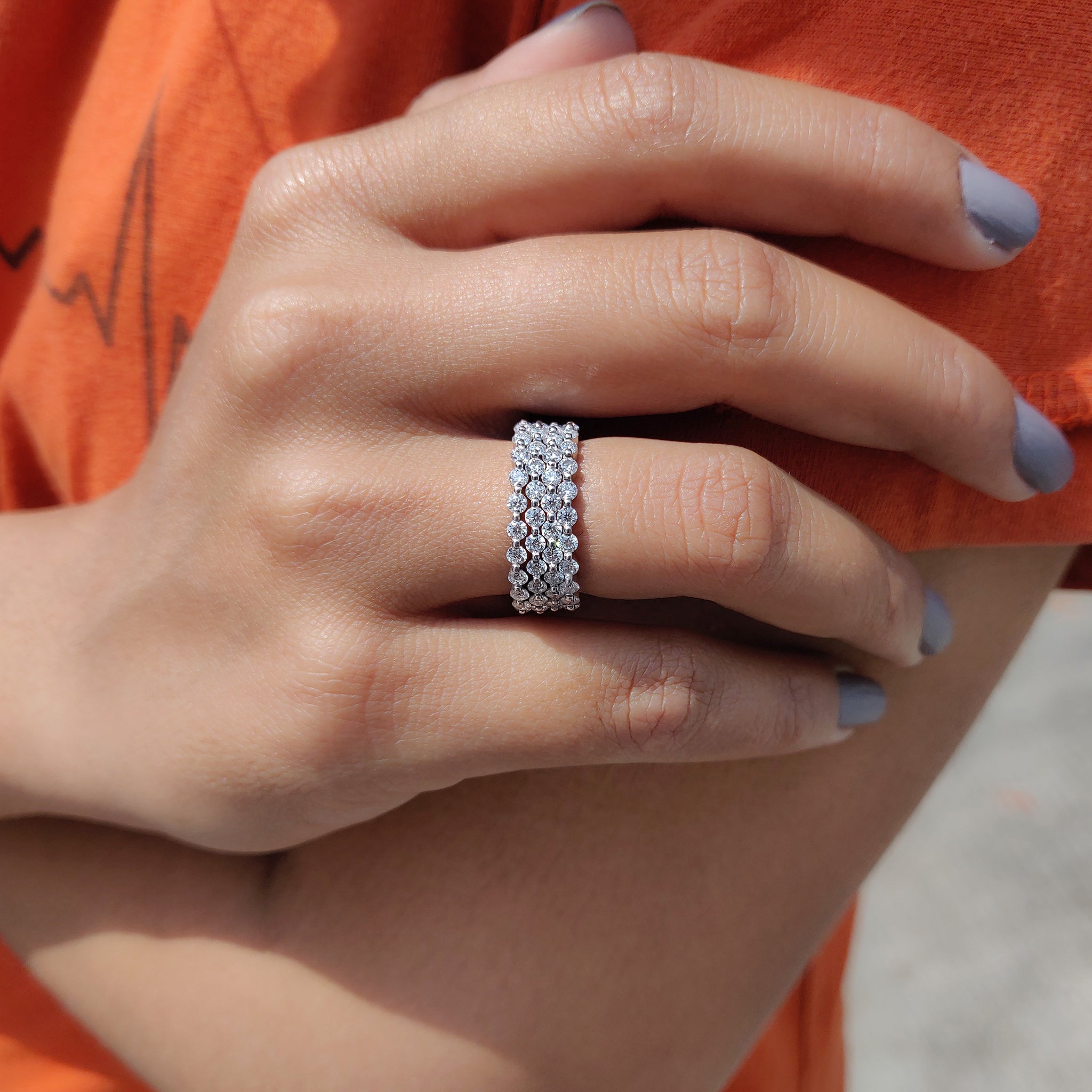 Moissanite Full Eternity Wedding Band Set