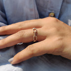 Round Cut Eternity Wedding Band In Round Cut Paper Clip Link Setting