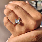 Marquise Cut Engagement Ring with Open Gallery Design