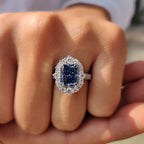 Radiant Halo Engagement Ring With Cathedral Setting