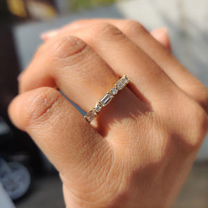 Baguette And Round Wedding Band In Milgrain Setting