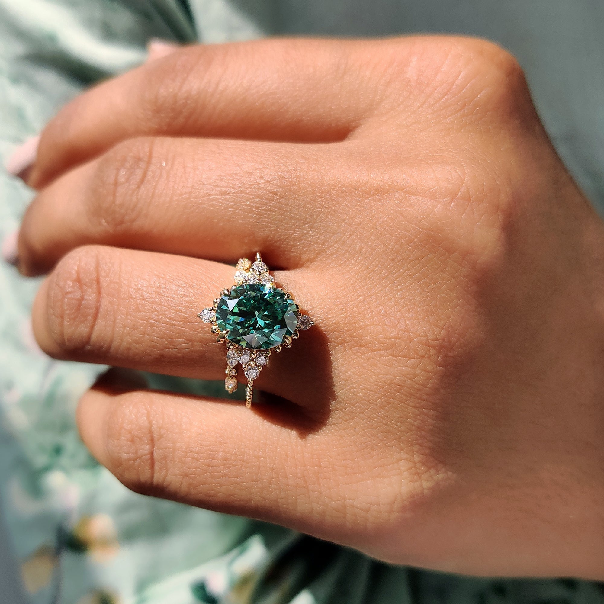 Oval Cut Yellow Gold Bridal Set With Marquise Open Gap Band