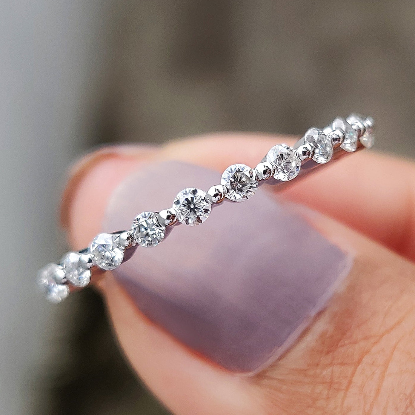 White Gold Wedding Band In Round Cut Moissanite Main image