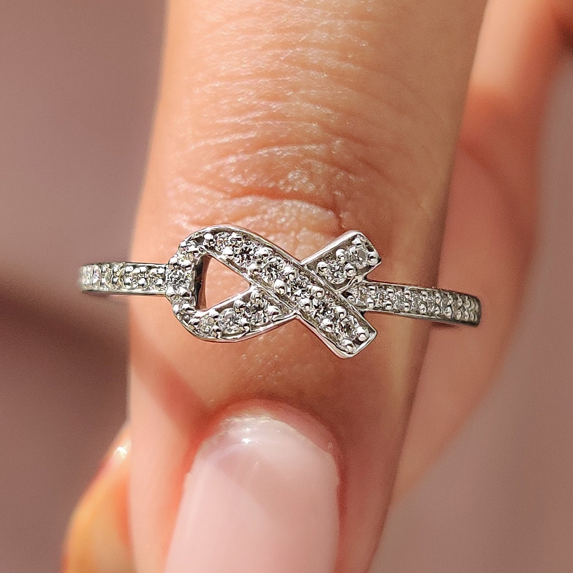 Round Diamond Ribbon Ring In Half Eternity Style Main image
