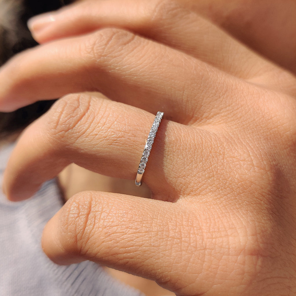 Round Cut Wedding Band In Half Eternity Style