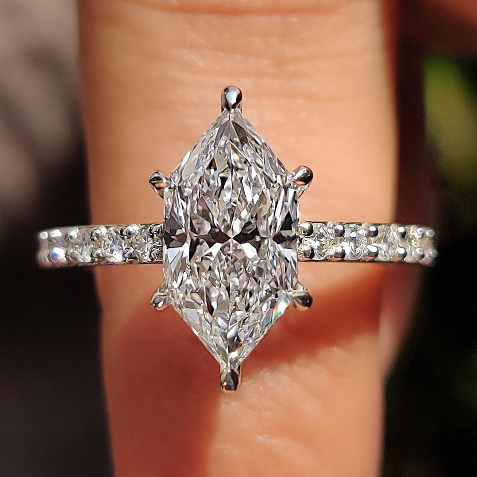 Dutch Marquise Cathedral Setting Engagement Ring Main image