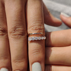 Open Moissanite Wedding Band In Round Cut Moissanite