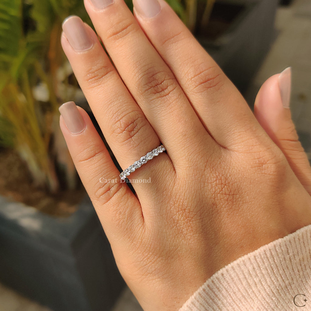 Minimalist Round Cut Eternity Style Diamond Wedding Band