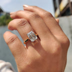Cathedral Emerald Cut Ring With Tapered Shank Band